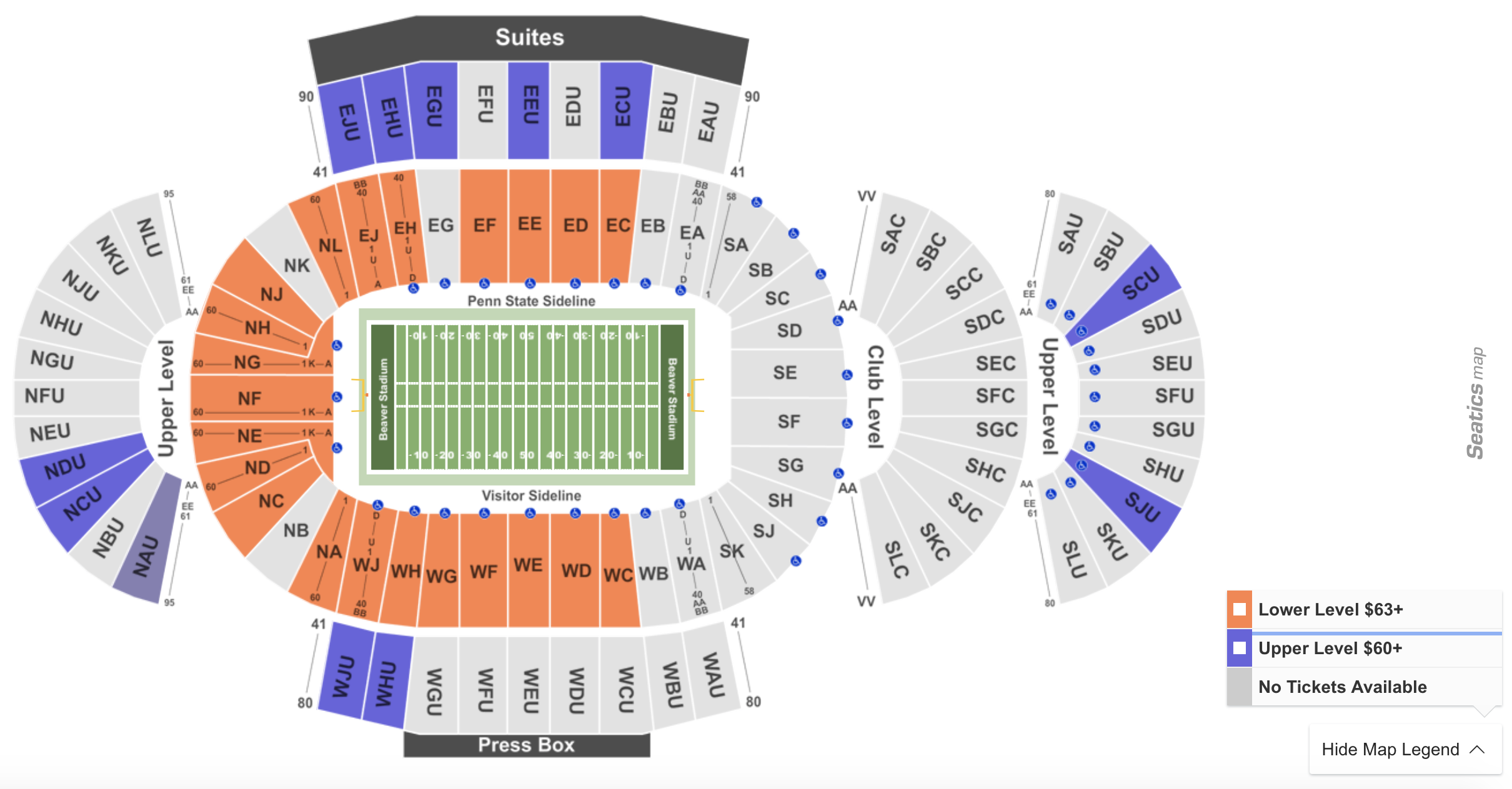 Beaver Stadium Seating Chart With Rows And Seat Numbers Matttroy